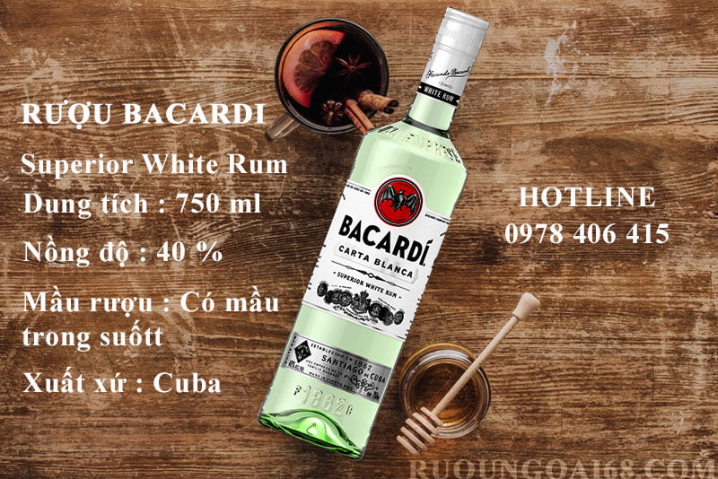 Rượu Bacardi White Superior White Rum