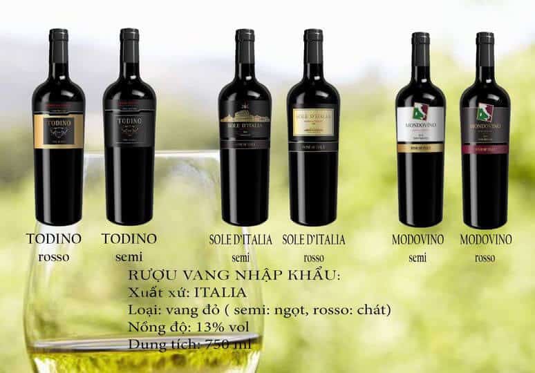 Rượu vang SOLE D'ITALIA thực tế