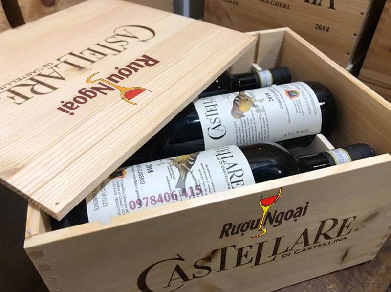 Rượu Vang Castellare Di Castellina được đặt trong thùng gỗ