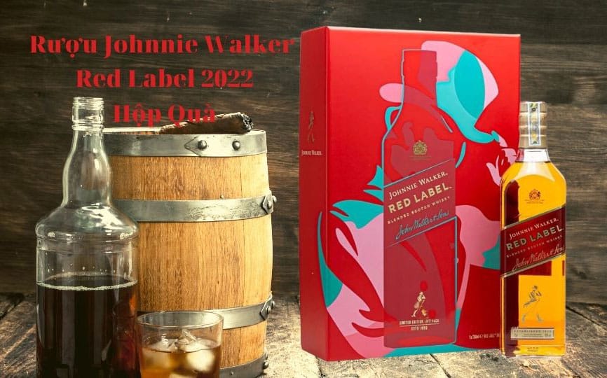 Rượu Johnnie Walker Red Label Hộp Quà 2022 sắc màu đỏ phai