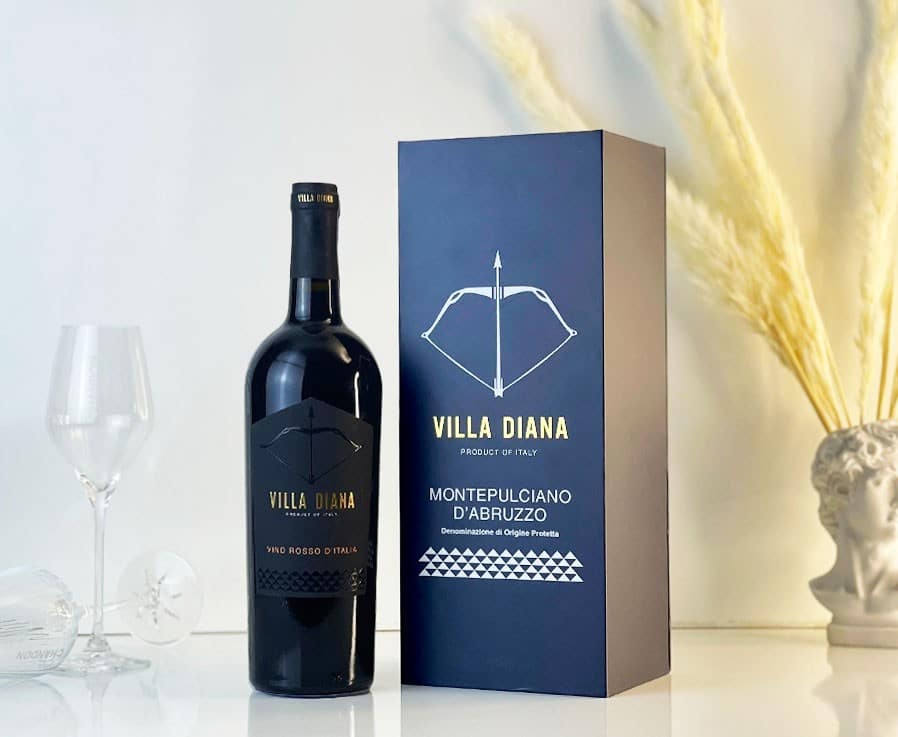 Hộp quà rượu vang tết 2024 ruou vang villa diana vino rosso