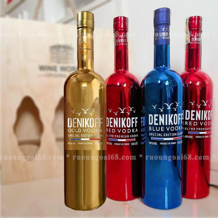Rượu Vodka DENIKOFF Pháp Xanh Đỏ Vàng