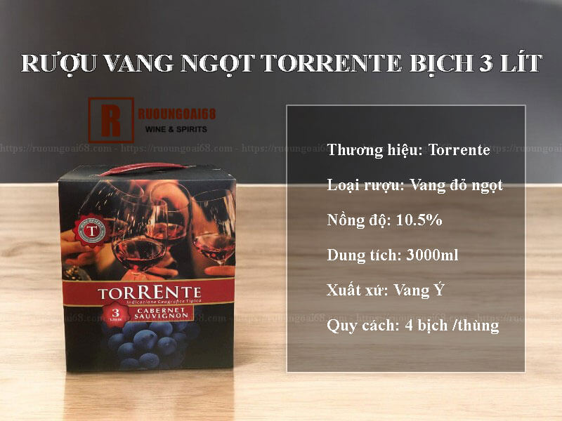 Rượu Vang Ngọt Torrente Bịch 3L