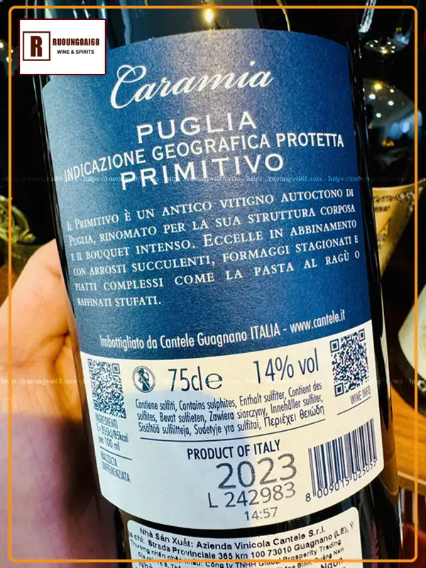 Rượu Vang Ý Caramia Primitivo Rượu Vang Ý Caramia Primitivo