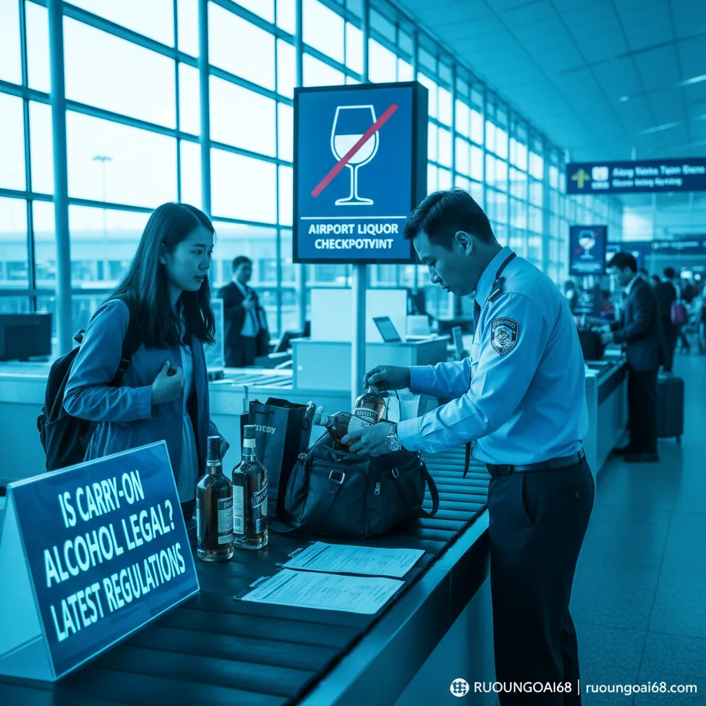 Rượu xách tay có hợp pháp không? Quy định mới nhất Kiểm tra rượu sân bay