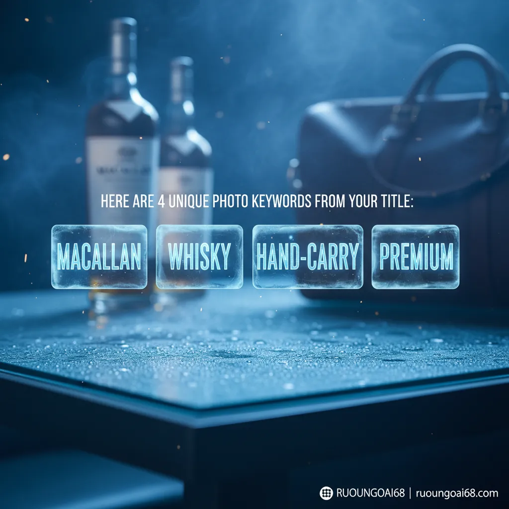 Rượu Macallan xách tay – Dòng whisky cao cấp Dưới đây là 4 từ khóa ảnh độc đáo từ tiêu đề của bạn: