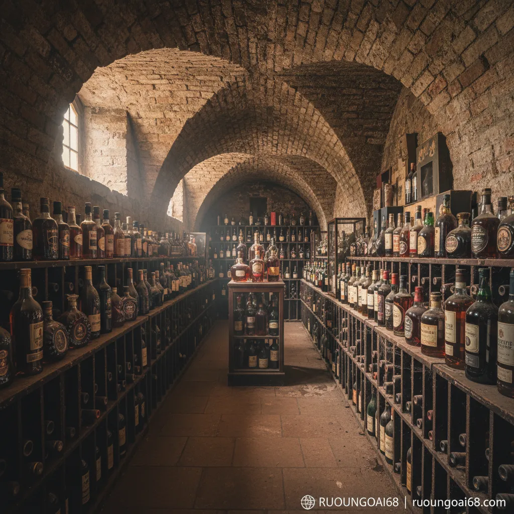 Các Loại Rượu Ngoại Đắt Tiền Đáng Sở Hữu Và Biếu Tặng 2. Hầm rượu cổ với bộ sưu tập quý hiếm