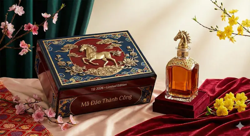 Các mẫu thiết kế rượu hộp quà tết 2026