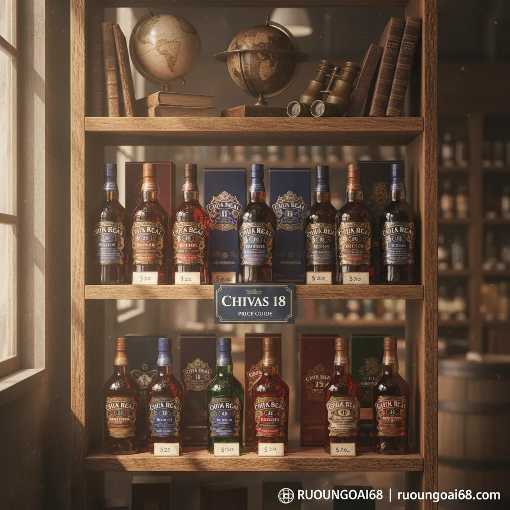 Kệ trưng bày các phiên bản Chivas