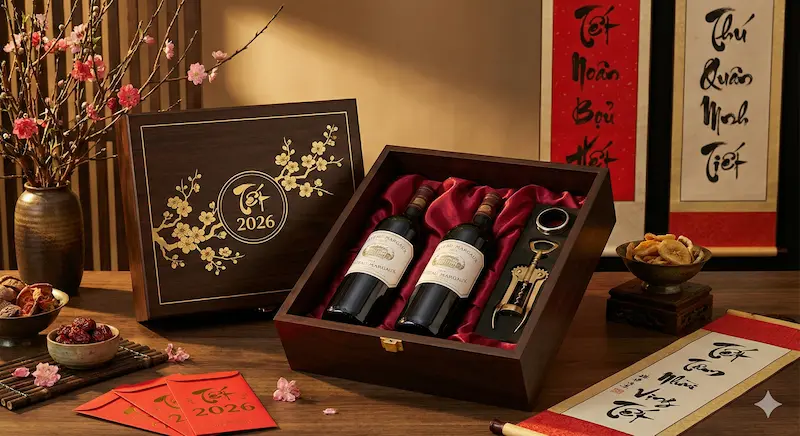 Set hộp quà tết rượu vang 2026