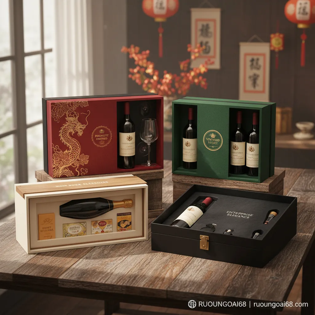 Hộp quà Tết rượu vang