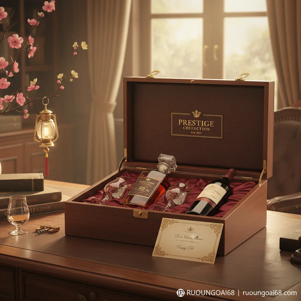 1. Hộp quà rượu thượng hạng biếu sếp