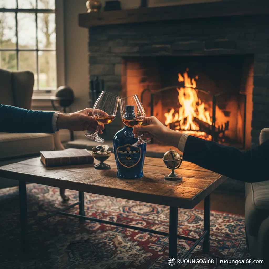 2. Khoảnh khắc thưởng rượu bên lò sưởi