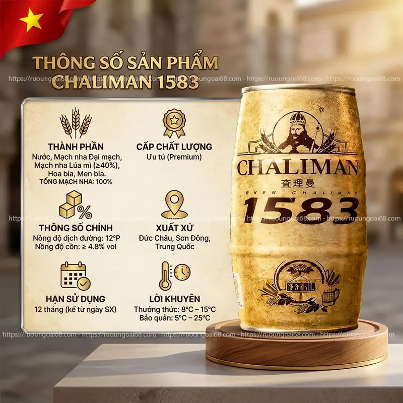 Bia Chaliman 1583 1 Lít 4,8 Độ