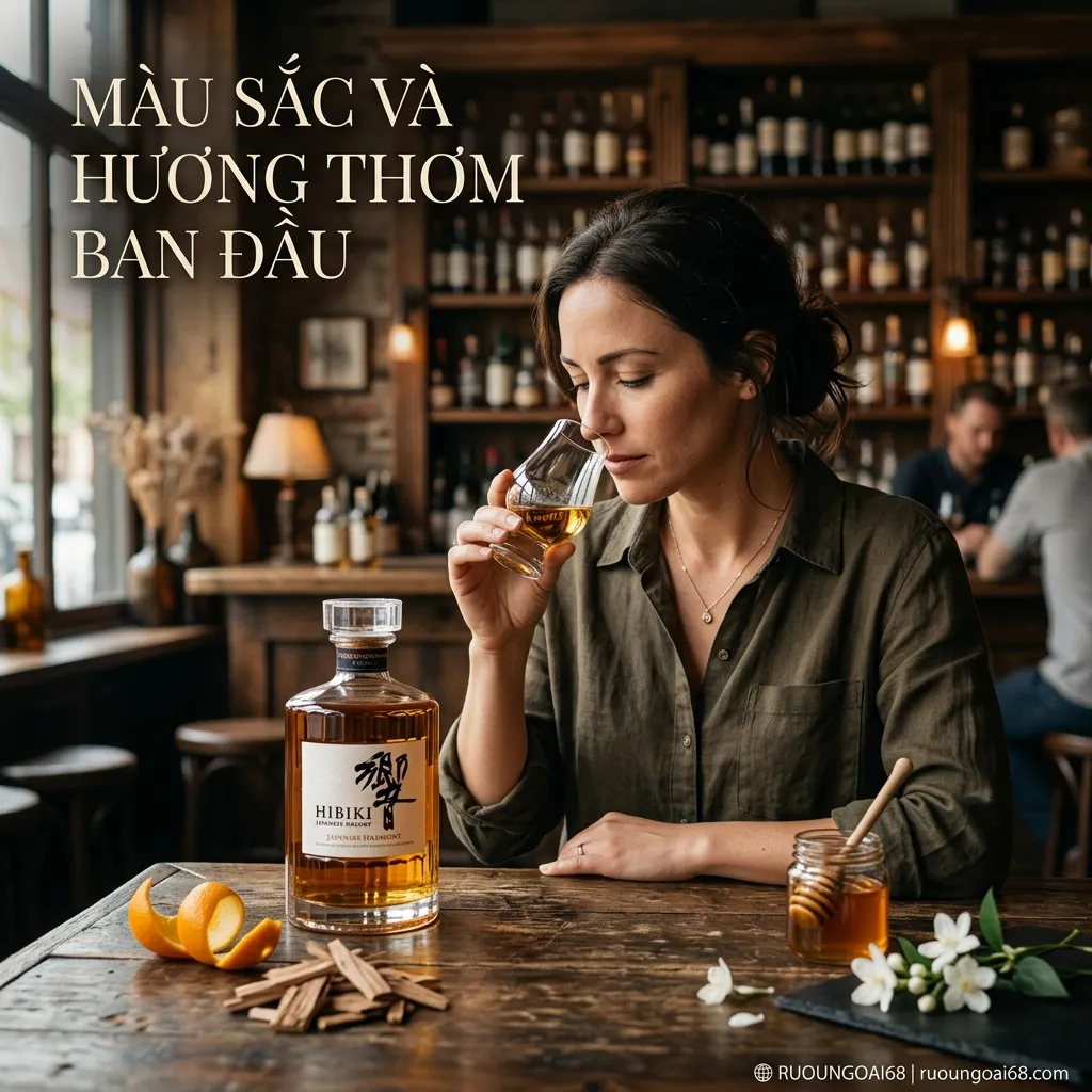 Hibiki Harmony Review: Hương Vị, Giá Và Có Đáng Mua Không? Màu sắc và hương thơm ban đầu