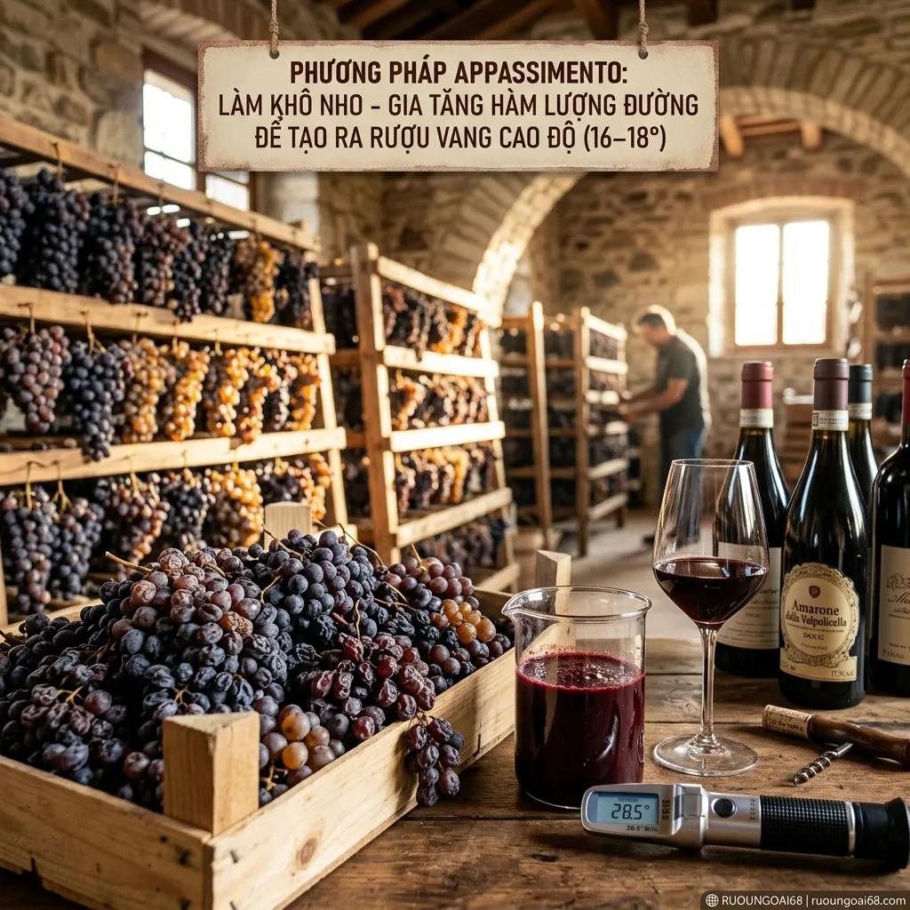 Phương pháp làm khô nho appassimento gia tăng hàm lượng đường