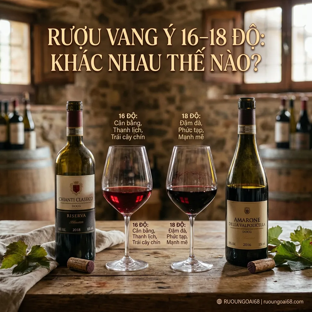 Rượu vang Ý 16–18 độ: khác nhau thế nào?