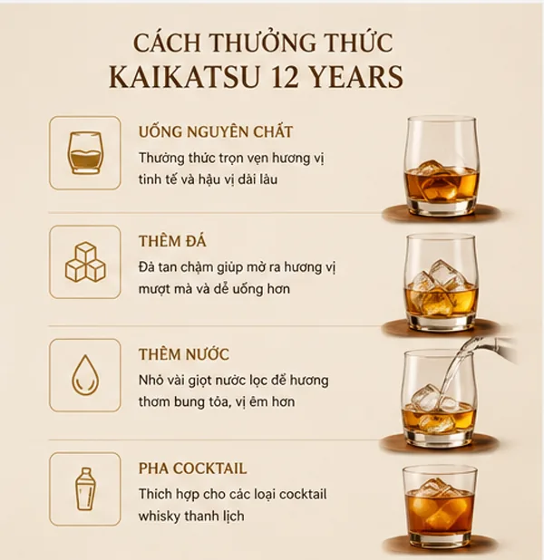 Rượu Kaikatsu 12 Years 40% 700ml cach thuong thuc ruou kaikatsu 12 years 5
