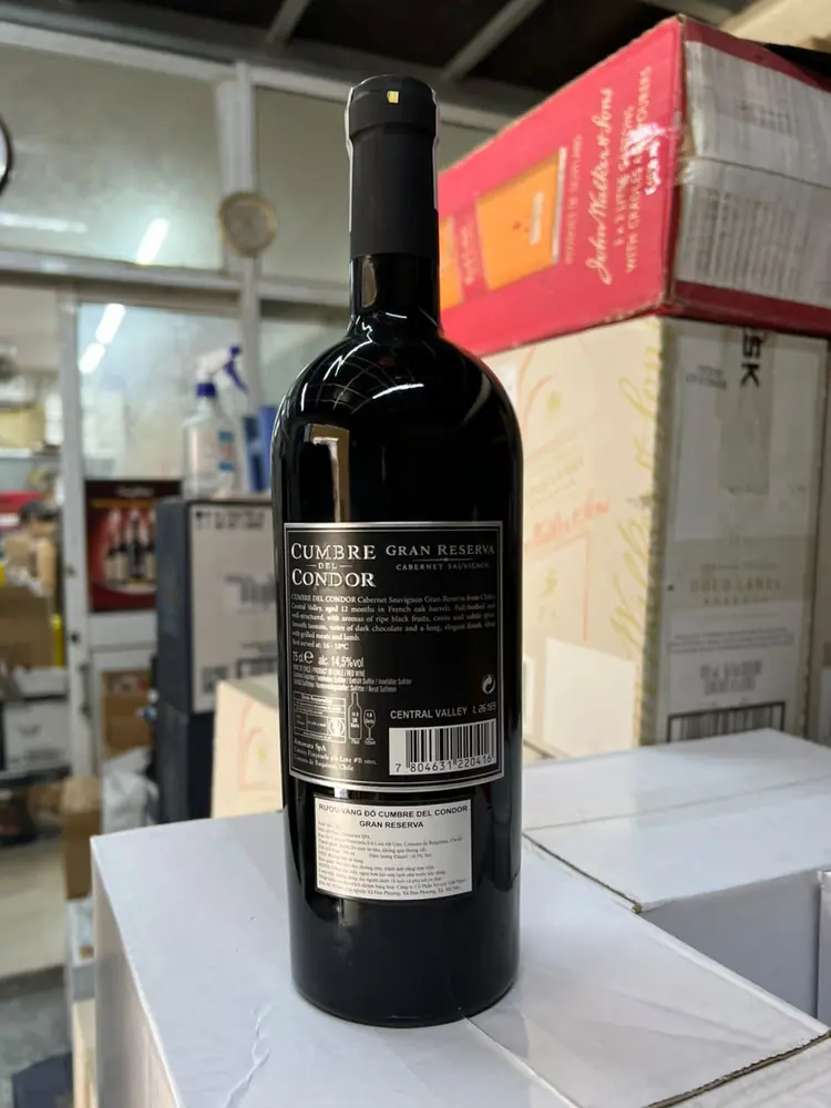 Rượu Vang Đỏ Cumbre del Condor Gran Reserva 2024 Nhãn sau chai rượu vang Cumbre del Condor Gran Reserva 2024