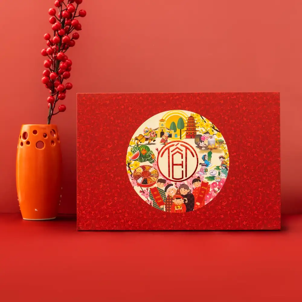 Hộp quà Tết dưới 1 triệu sang trọng rực rỡ sắc Tết 2027