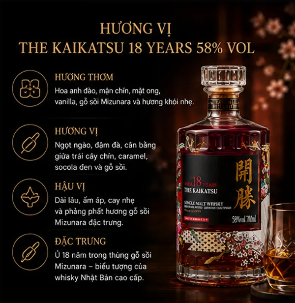 Rượu Kaikatsu 18 Years 58% huong vi ruou kaikatsu 18 years 58 vol 2
