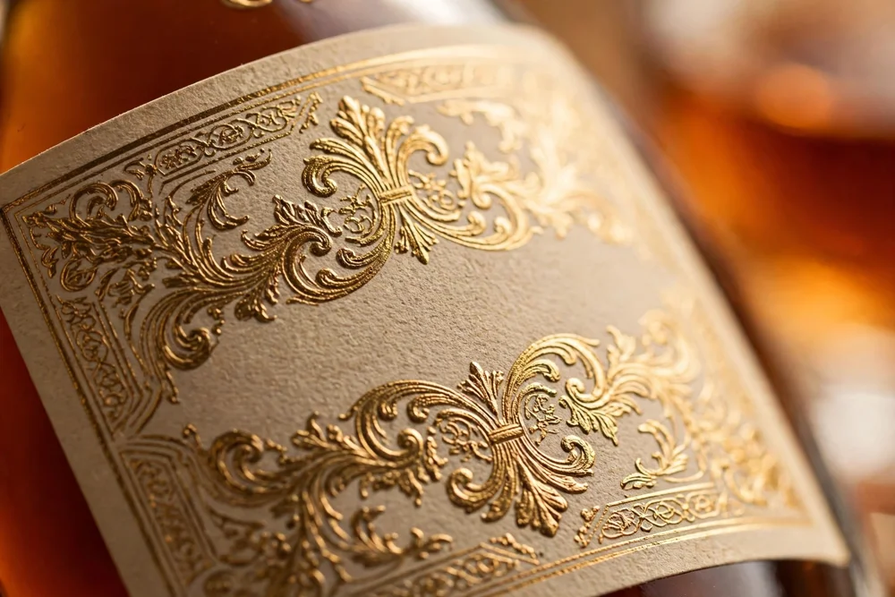 Cách Phân Biệt Hennessy Thật Giả: 7 Điểm Nhận Biết Chi Tiết Nhãn chai cognac dập nổi họa tiết vàng