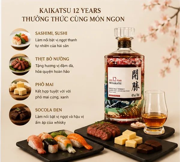 Rượu Kaikatsu 12 Years 40% 700ml ruou kaikatsu 12 years thuong thuc cung mon ngon 3