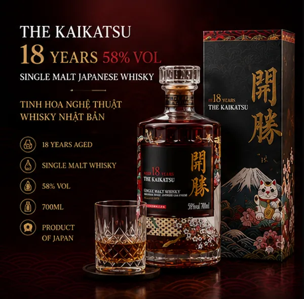 Rượu Kaikatsu 18 Years 58% ruou kaikatsu 18 years 58 vol 1