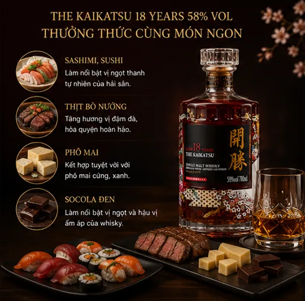 Rượu Kaikatsu 18 Years 58% ruou kaikatsu 18 years 58 vol thuong thuc cung mon ngon 3