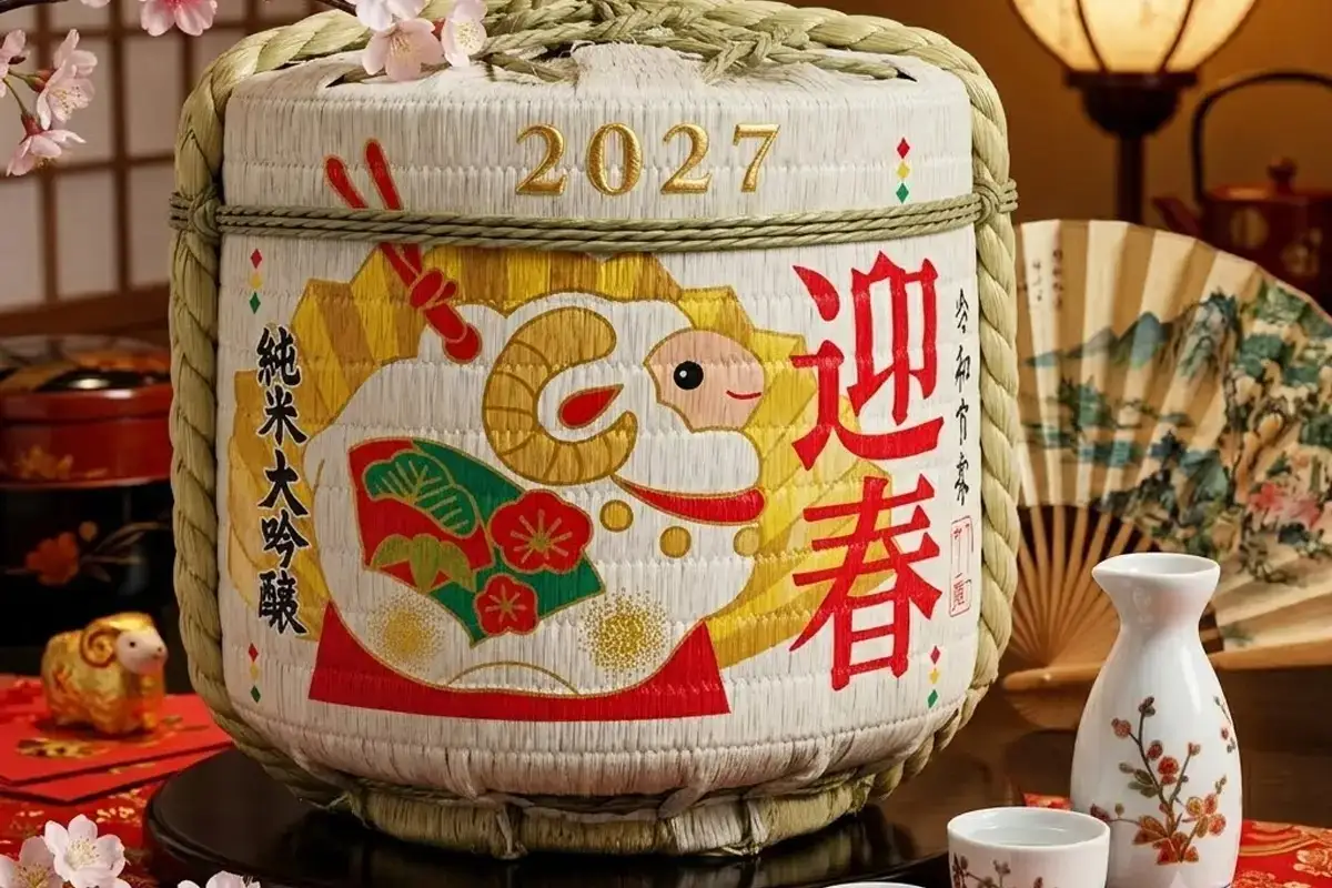 Rượu Sake Cói Đinh Mùi 2027 Sake cói Đinh Mùi 2027 trang trí Tết