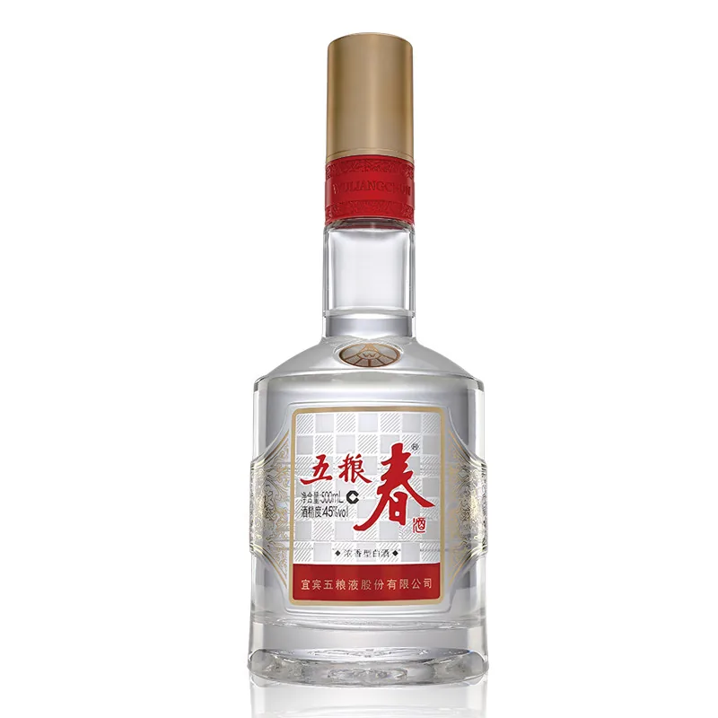 Chai rượu Wu Liang Chun Ngũ Lương Xuân 45 độ nhãn ô bàn cờ chữ Xuân đỏ